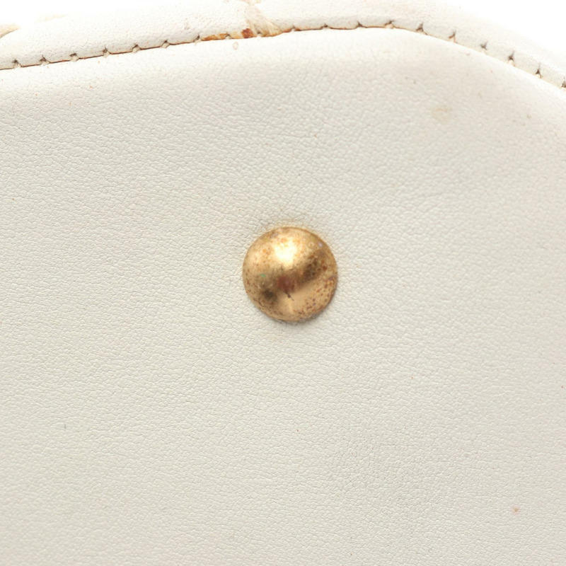 香奈兒 (CHANEL) 白色皮革鏈條手提單肩包，二手女款，金色五金配件-9