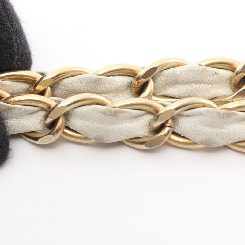 香奈兒 (CHANEL) 白色皮革鏈條手提單肩包，二手女款，金色五金配件-11