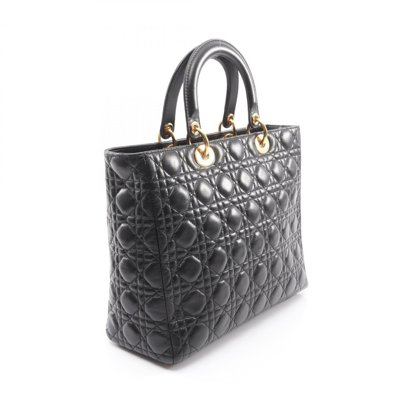 Christian Dior Lady Dior 大型 Cannage 單肩背包，黑色真皮，二手女款-1