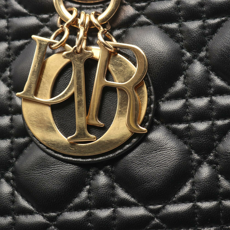 Christian Dior Lady Dior 大型 Cannage 單肩背包，黑色真皮，二手女款-5