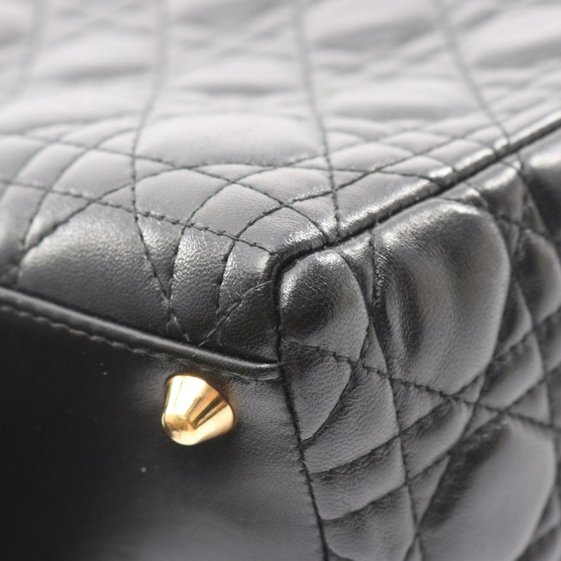 Christian Dior Lady Dior 大型 Cannage 單肩背包，黑色真皮，二手女款-8