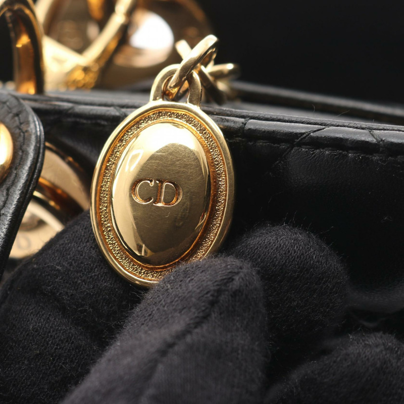 Christian Dior Lady Dior 大型 Cannage 單肩背包，黑色真皮，二手女款-9