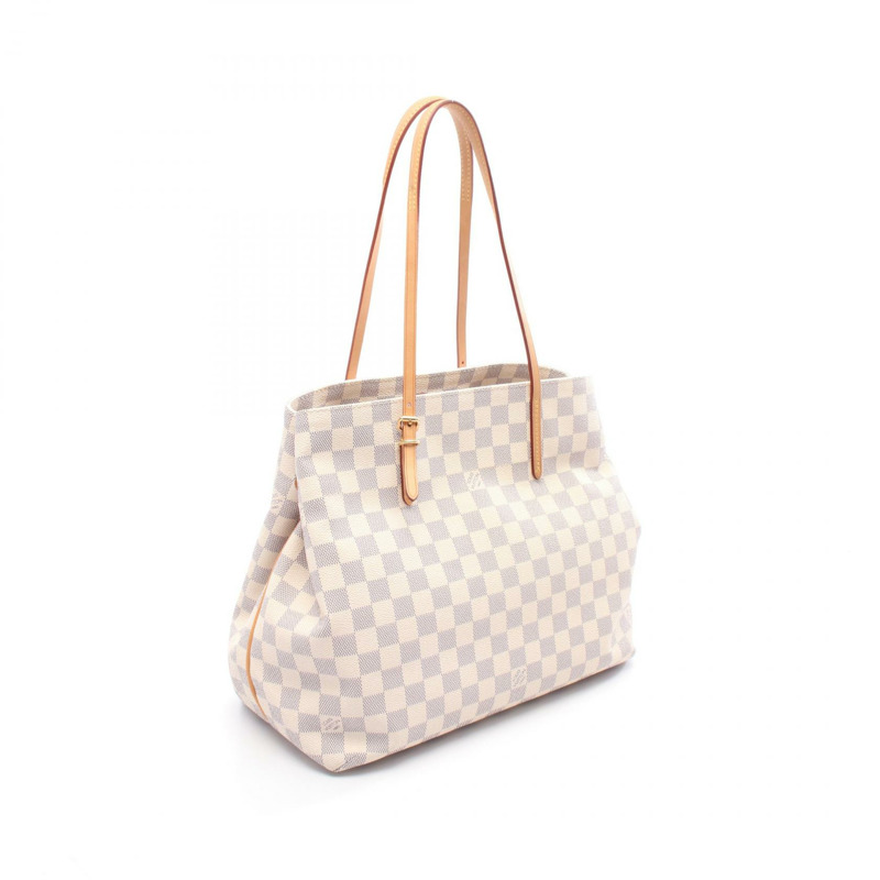 路易威登 Cabas MM 手提單肩包 N41375 Damier Azur 皮革 白色二手-1