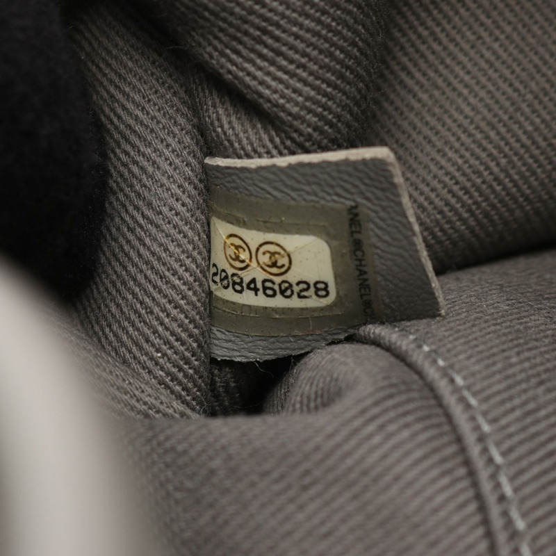 香奈兒 Deauville 保齡球鏈肩包 帆布皮革 灰色 二手 女士 SHW-4