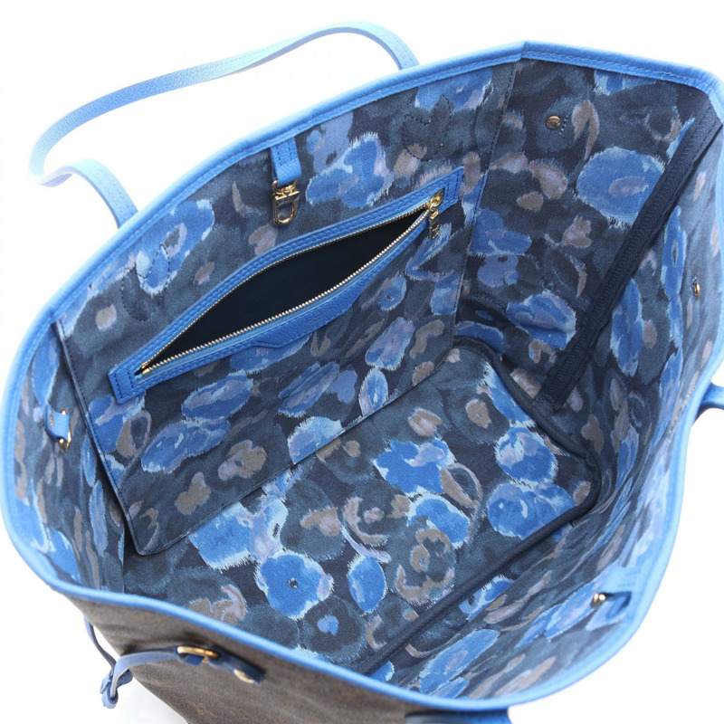 路易威登 Neverfull MM Ikat Flower 手提單肩包 M40938 Monogram 藍色-2