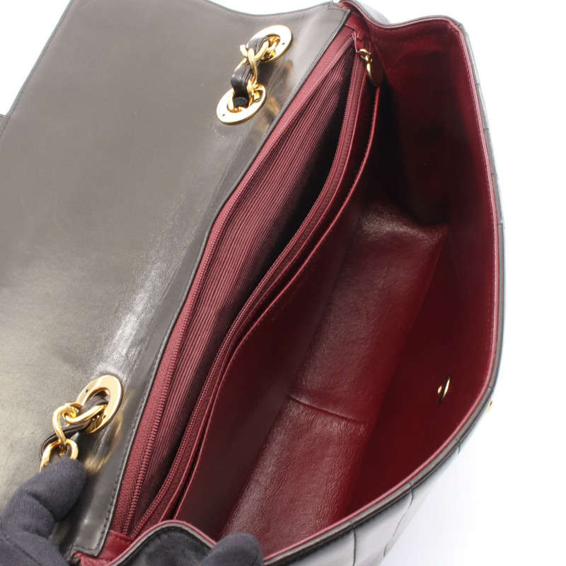 香奈兒 Mademoiselle Jumbo COCO 標誌單翻蓋鏈條肩背包，羊皮，金色五金-2