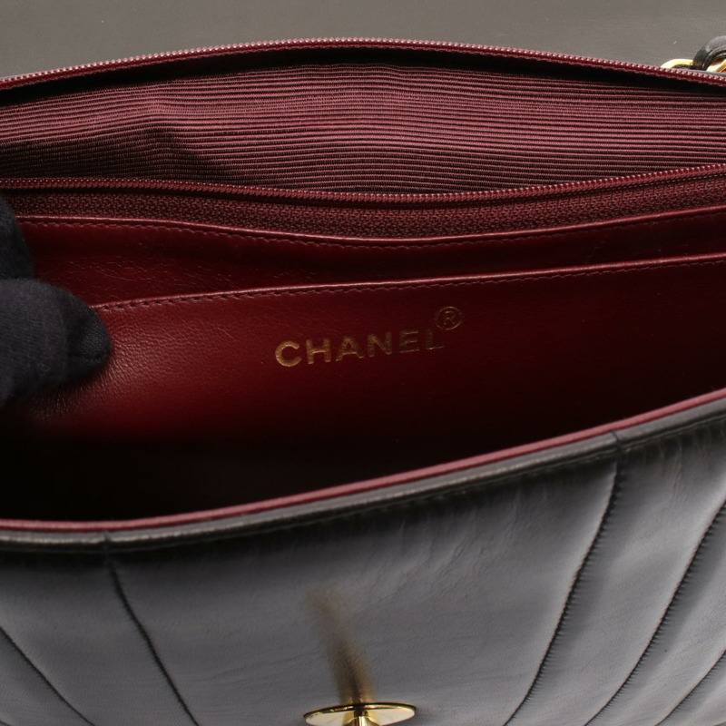 香奈兒 Mademoiselle Jumbo COCO 標誌單翻蓋鏈條肩背包，羊皮，金色五金-3