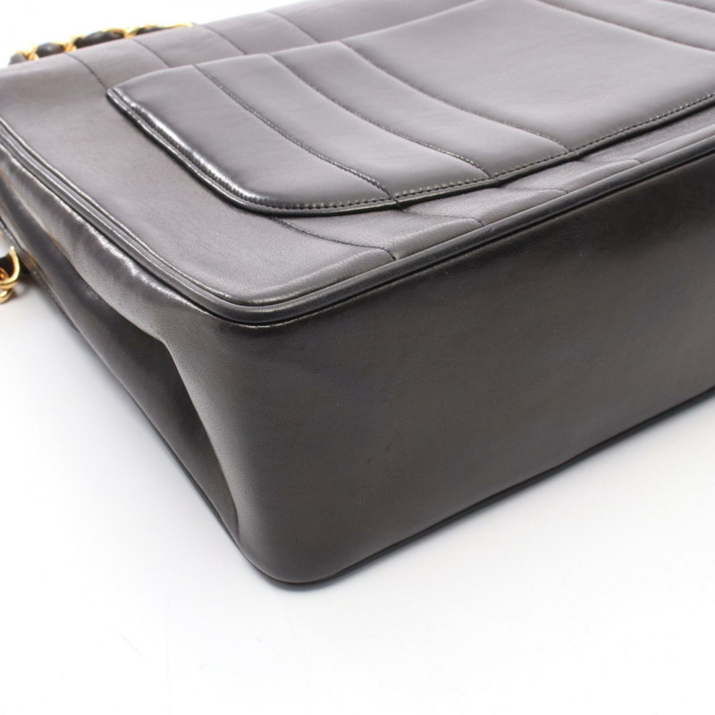 香奈兒 Mademoiselle Jumbo COCO 標誌單翻蓋鏈條肩背包，羊皮，金色五金-8