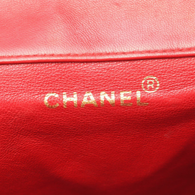 香奈兒 (CHANEL) 絎縫雙肩包，羊皮材質，紅色金色五金，二手，女士 Coco CC 標誌-3