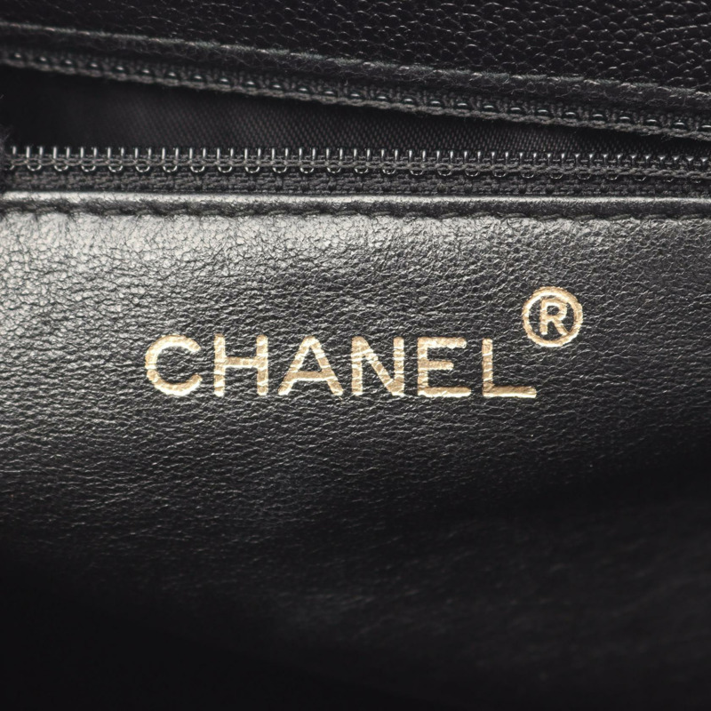 香奈兒 COCO 標誌手提單肩包，黑色皮革，二手，女士 CC-3