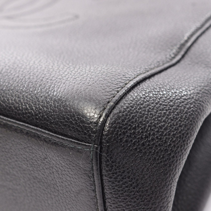 香奈兒 COCO 標誌手提單肩包，黑色皮革，二手，女士 CC-10