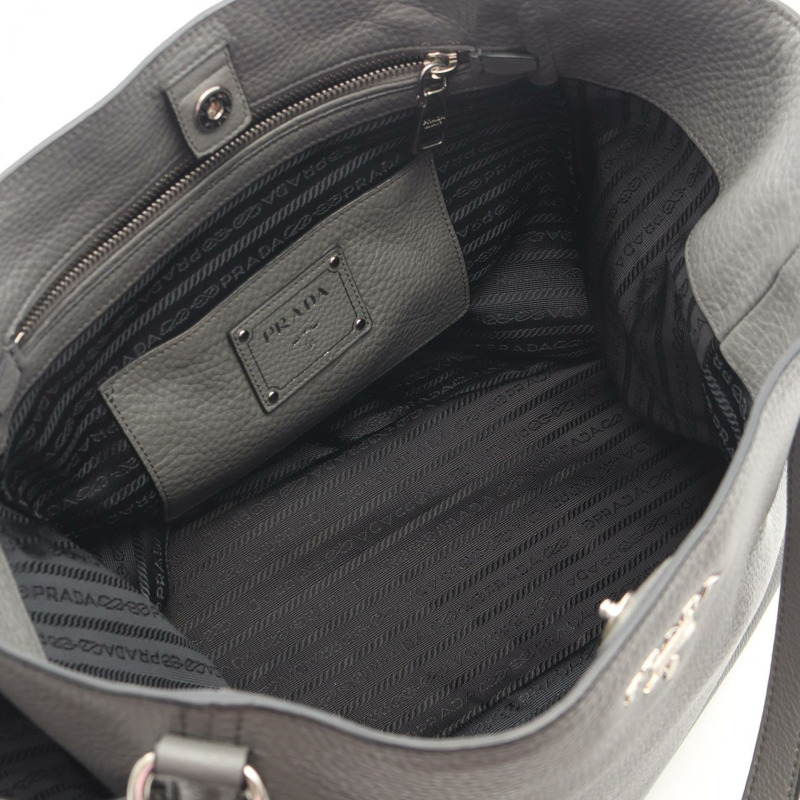 PRADA VIT.DAINO 手提單肩包,灰色皮革,二手女款-2