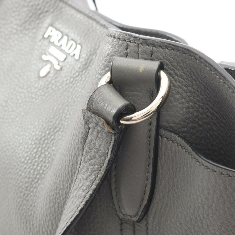 PRADA VIT.DAINO 手提單肩包,灰色皮革,二手女款-4