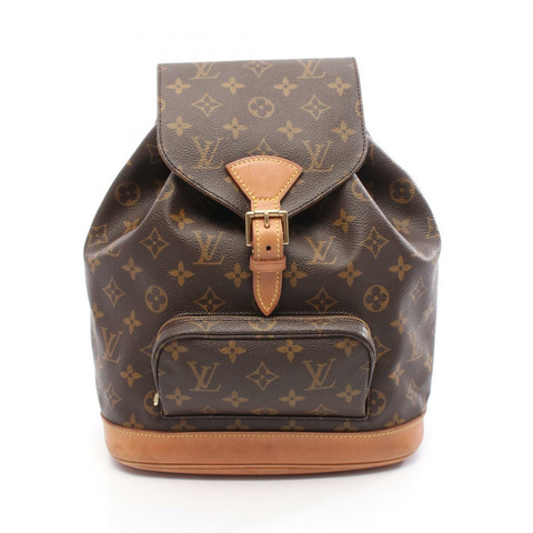 路易威登 Montsouris MM 雙肩包 M51136 Monogram 皮革 棕色 二手