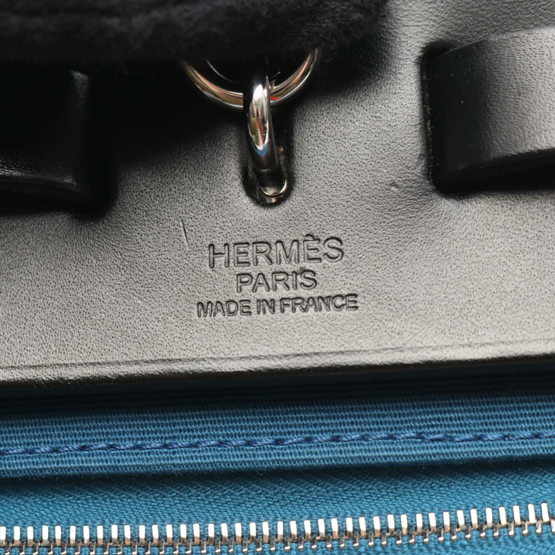 愛馬仕 Herbag Zip PM 單肩手提包，獵裝皮革，藍色，二手。-3