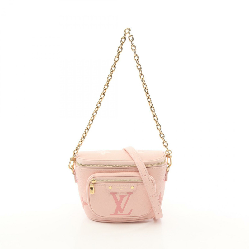 LOUIS VUITTON 迷你腰包鏈條單肩包 M82347 Monogram empreinte 粉紅色 LV-0