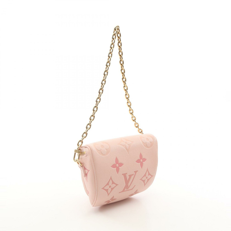 LOUIS VUITTON 迷你腰包鏈條單肩包 M82347 Monogram empreinte 粉紅色 LV-1