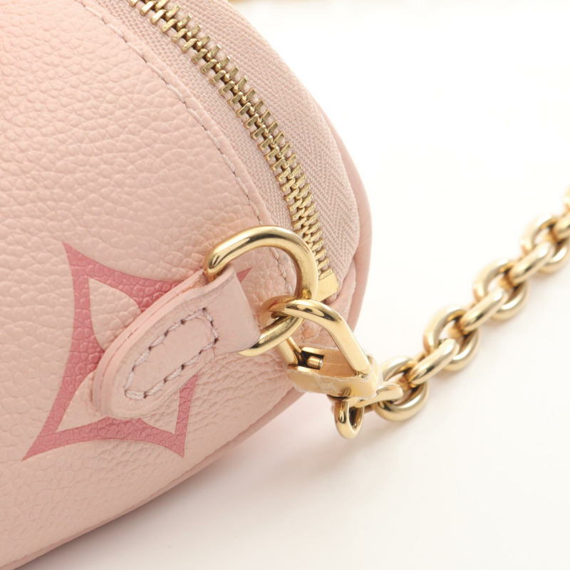 LOUIS VUITTON 迷你腰包鏈條單肩包 M82347 Monogram empreinte 粉紅色 LV-6