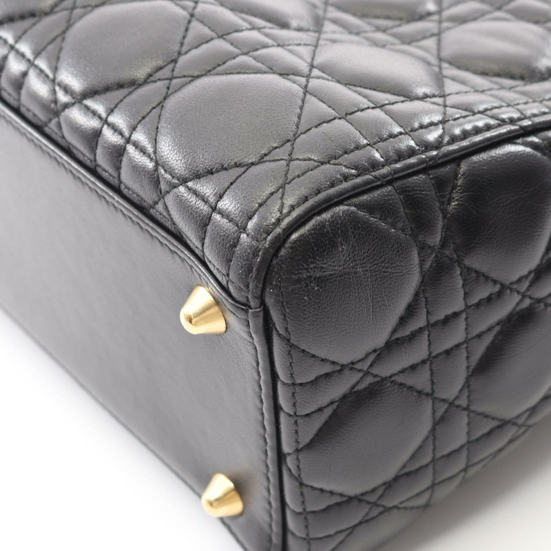 Christian Dior Lady Dior 大型 Cannage 單肩背包，黑色皮革，二手女款-7