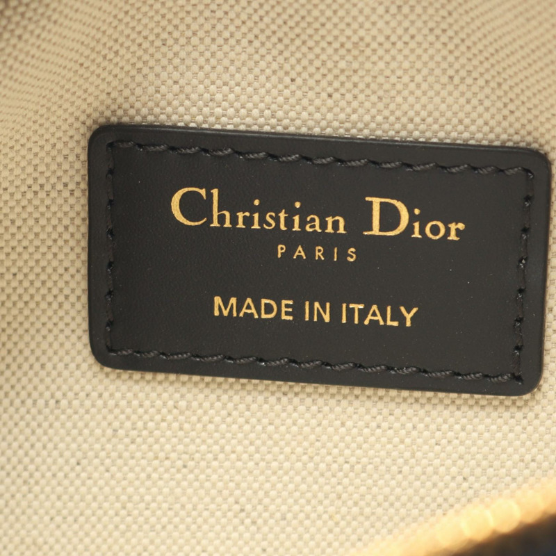 Dior GROOVE 16 迷你提花單背包，帆布皮革，米色/海軍藍，二手-3