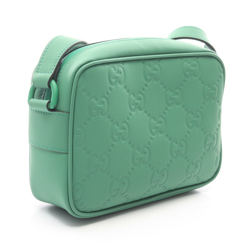 GUCCI GG 橡膠質感迷你肩斜背包 771321 綠色 二手 男士-1