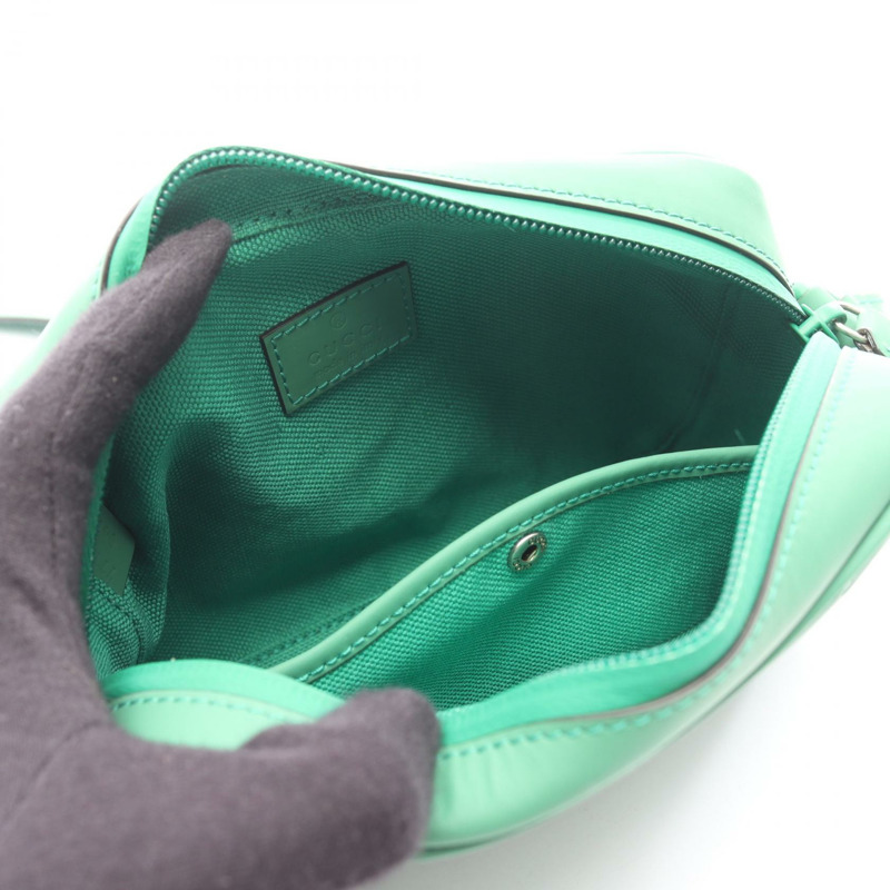 GUCCI GG 橡膠質感迷你肩斜背包 771321 綠色 二手 男士-2