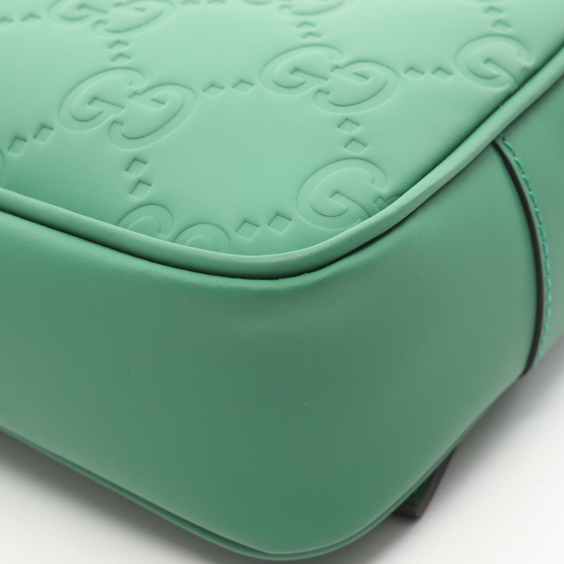 GUCCI GG 橡膠質感迷你肩斜背包 771321 綠色 二手 男士-5