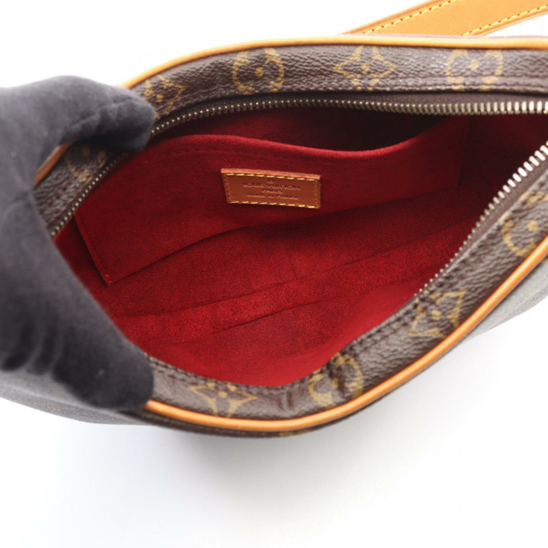 路易威登 Pochette Croissant 單肩包 M51510 Monogram 皮革 棕色 二手-2