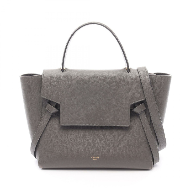 CELINE MICRO Belt包/兩用單背包 189153 皮革 灰色 二手 女士-0