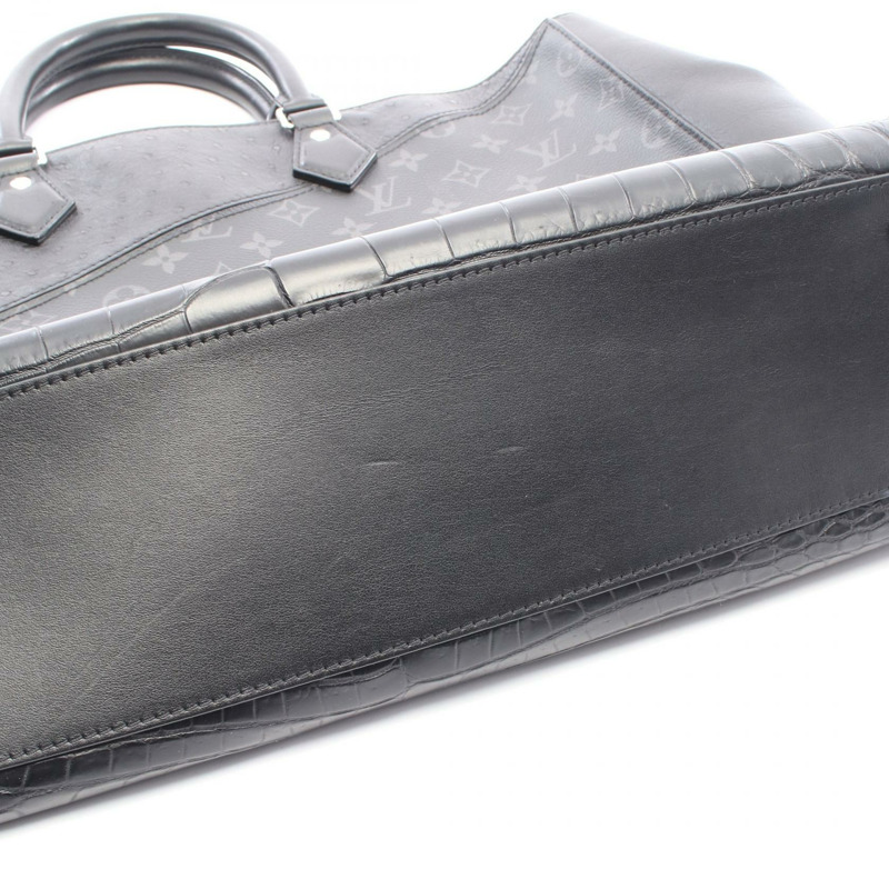 路易威登 Grand Sac Monogram Eclipse 手提包 N96388 異國皮革 鴕鳥皮/PVC塗層帆布-4