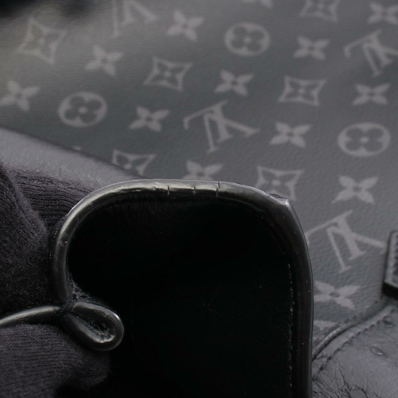 路易威登 Grand Sac Monogram Eclipse 手提包 N96388 異國皮革 鴕鳥皮/PVC塗層帆布-6