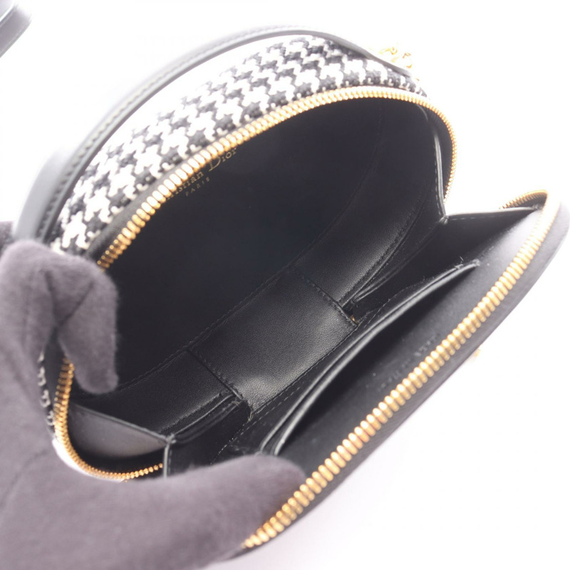 Dior CD 經典橢圓形相機單肩包，帆布皮革，黑白配色，二手女款-2