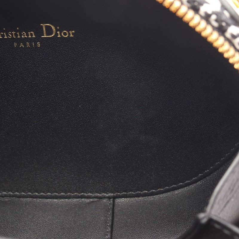 Dior CD 經典橢圓形相機單肩包，帆布皮革，黑白配色，二手女款-4