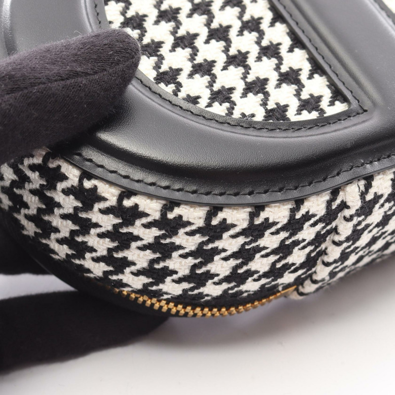 Dior CD 經典橢圓形相機單肩包，帆布皮革，黑白配色，二手女款-7