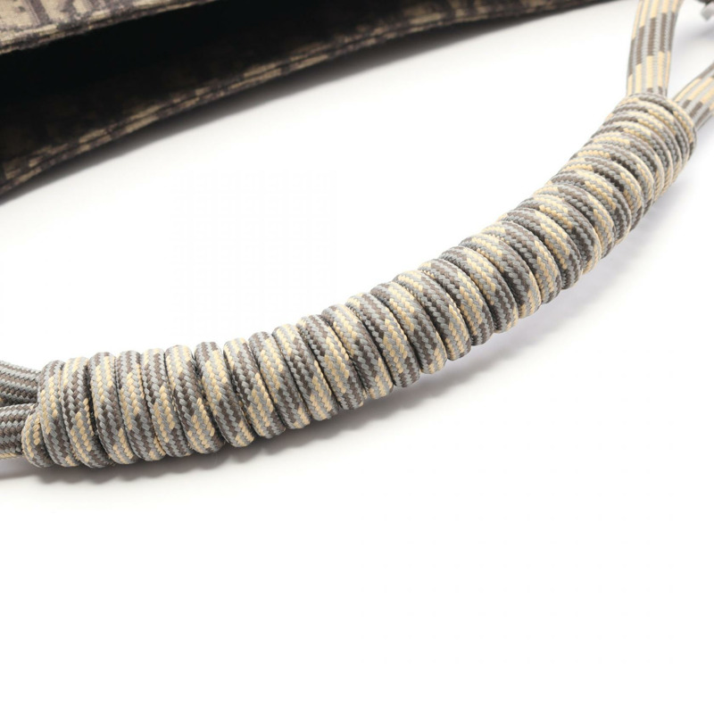 Dior 馬鞍形肩背包，帆布皮革，卡其色/黑色，二手，女士款，帶標誌-5