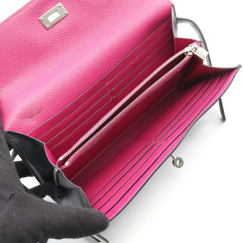 愛馬仕 Kelly 長款 Verso 對折皮夾 A Epsom 藍/靛藍/玫瑰紫 SHW-2