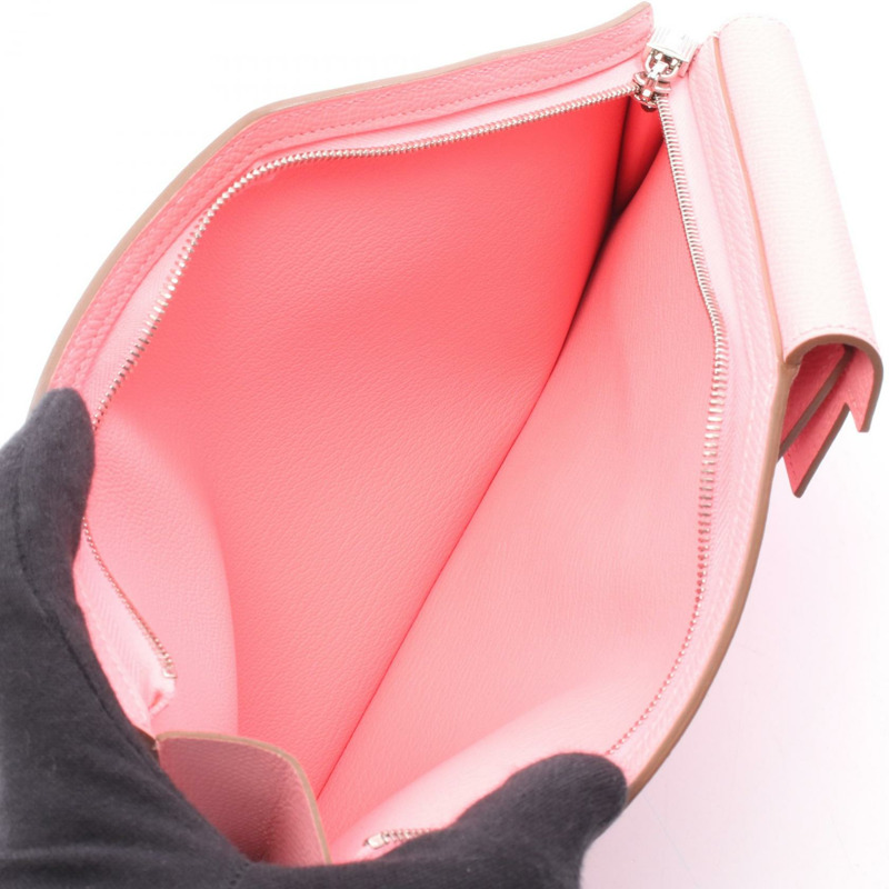 愛馬仕 Kelly 口袋手拿包，Epsom 皮革，粉紅色玫瑰圖案，二手，帶五金配件-2