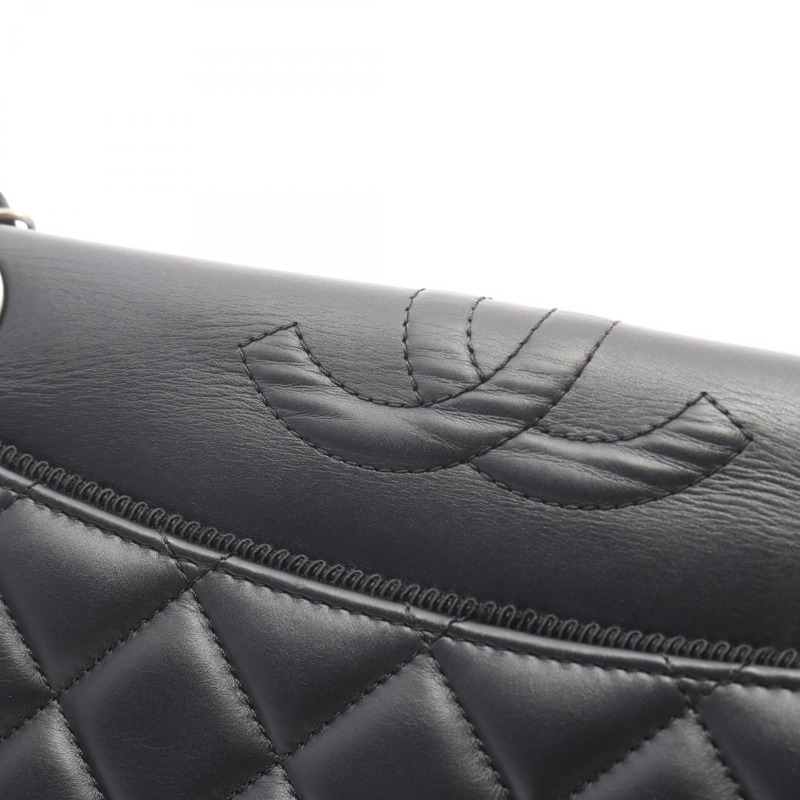 香奈兒 (CHANEL) 絎縫 COCO 標誌單肩手提包，羊皮材質，黑色，二手，女士 CC-10