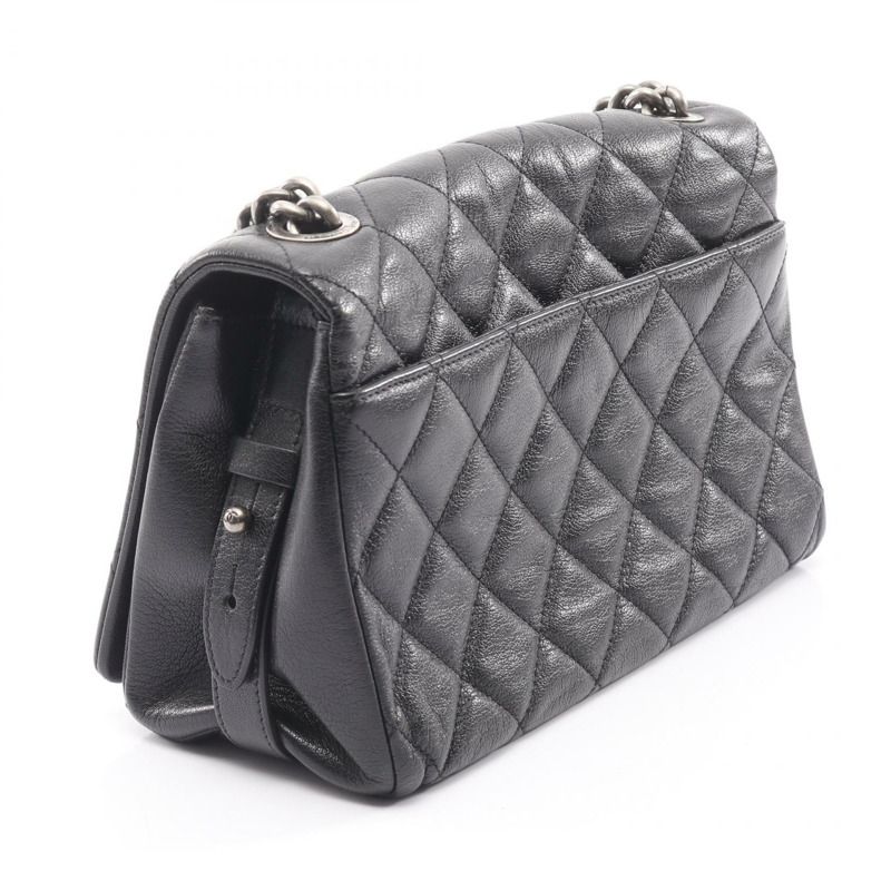 香奈兒 (CHANEL) Matelasse 31 RUE CAMBON 鏈條肩背包，黑色皮革，二手女款-1