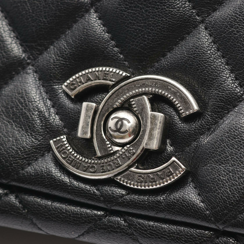 香奈兒 (CHANEL) Matelasse 31 RUE CAMBON 鏈條肩背包，黑色皮革，二手女款-5