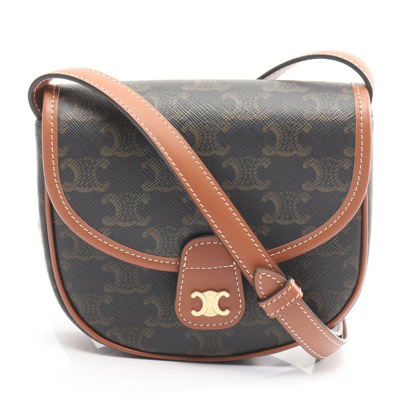 CELINE Triomphe Mini Besace 單肩斜背包 196702 帆布皮革 二手-0