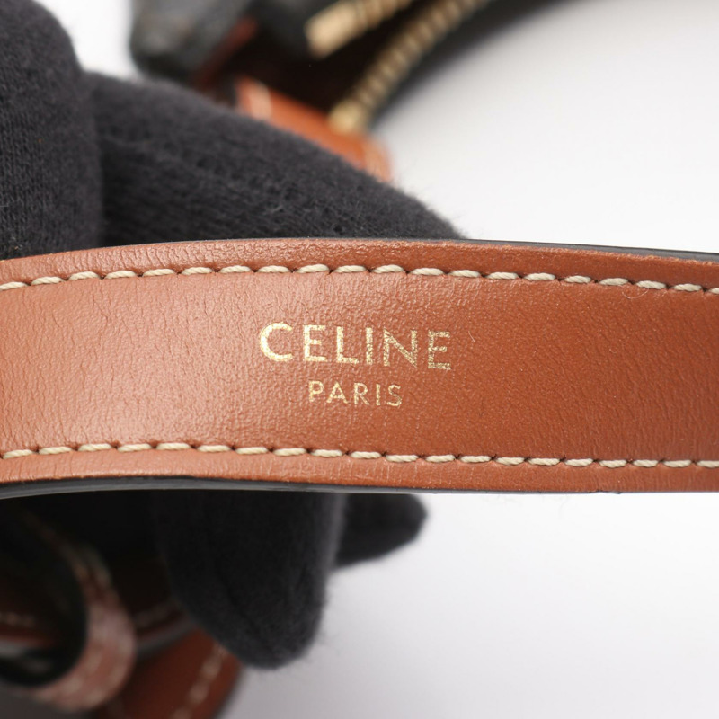 CELINE AVA Triomphe 單肩手提包 193952BZJ.04LU 帆布皮革 黑色 二手-3