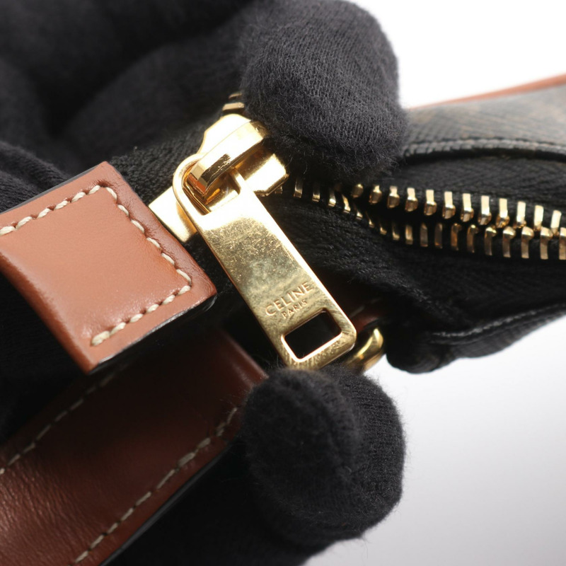 CELINE AVA Triomphe 單肩手提包 193952BZJ.04LU 帆布皮革 黑色 二手-6