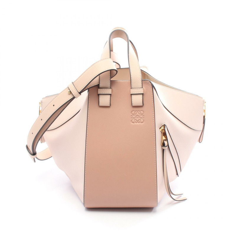 LOEWE HAMMOCK 小號肩斜背包 387 30TS35 皮革 粉紅色 二手-0