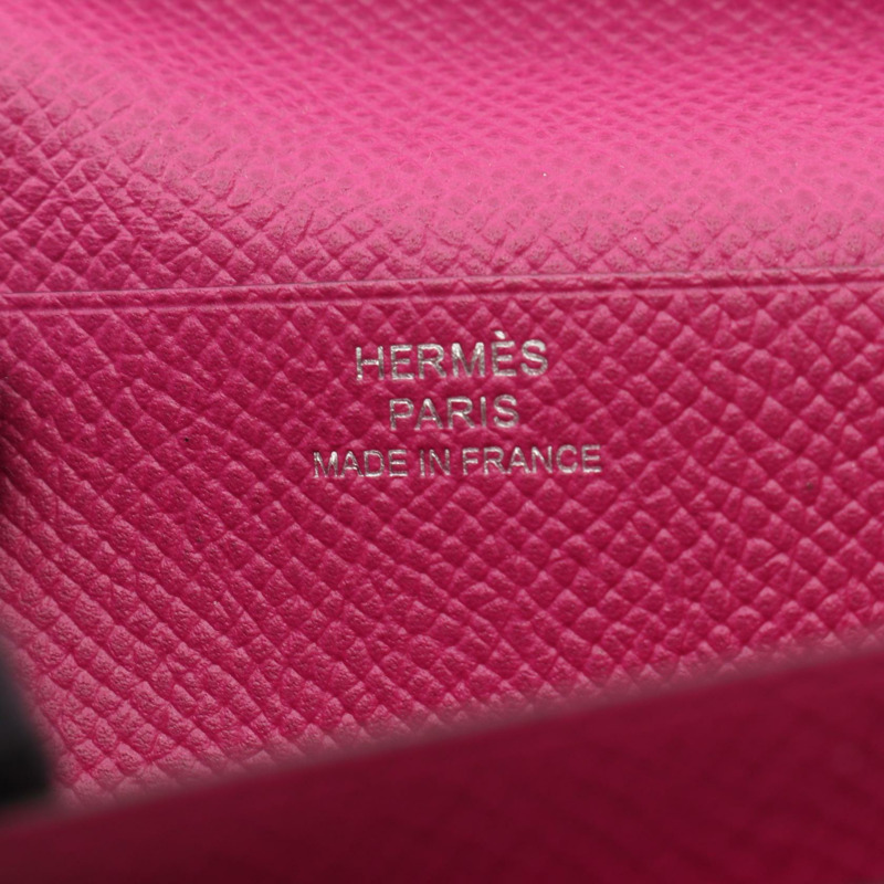 愛馬仕 Bearn Soufflet 雙折皮夾，C Epsom 皮革，玫瑰紫色，二手，附五金配件-4