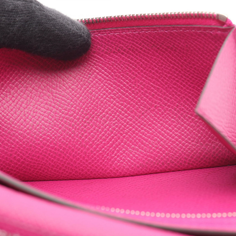 愛馬仕 Bearn Soufflet 雙折皮夾，C Epsom 皮革，玫瑰紫色，二手，附五金配件-6