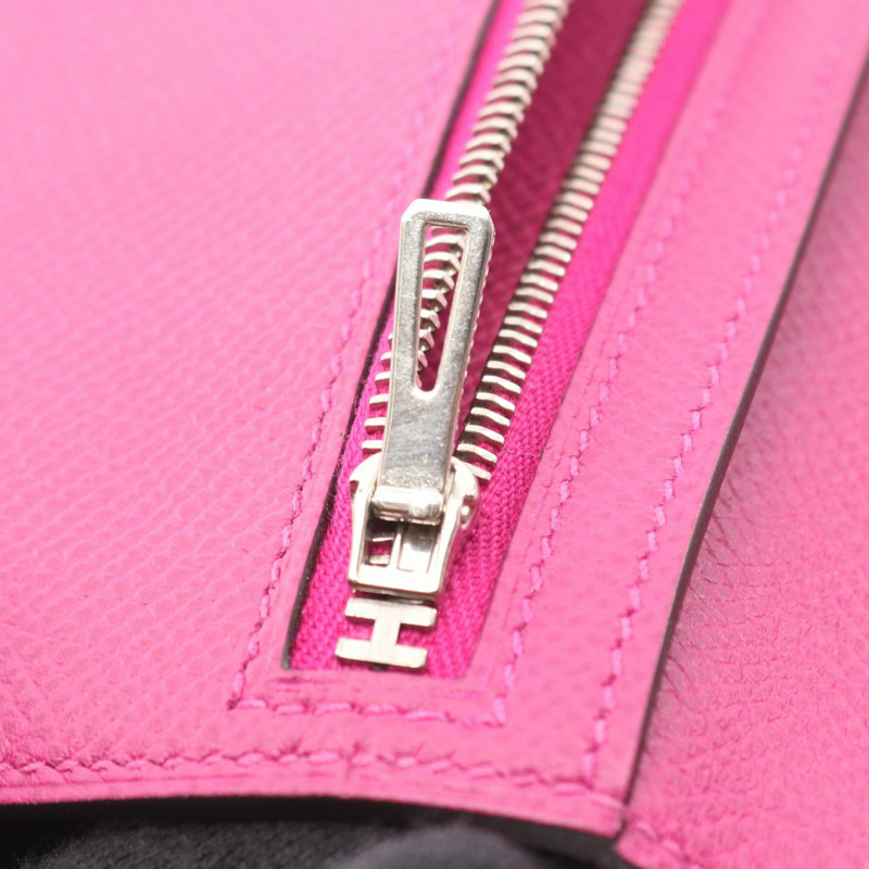 愛馬仕 Bearn Soufflet 雙折皮夾，C Epsom 皮革，玫瑰紫色，二手，附五金配件-7