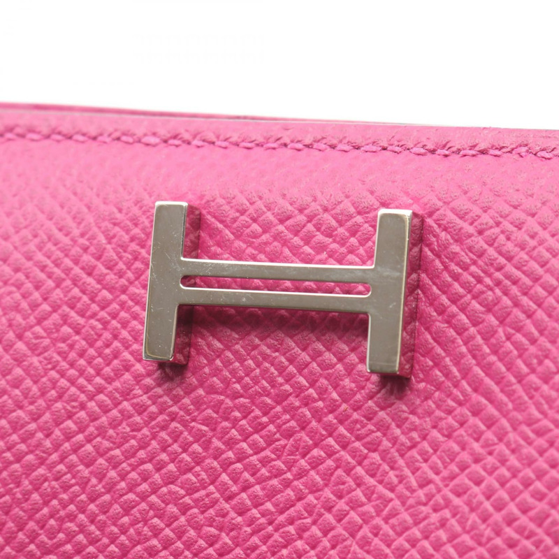 愛馬仕 Bearn Soufflet 雙折皮夾，C Epsom 皮革，玫瑰紫色，二手，附五金配件-8