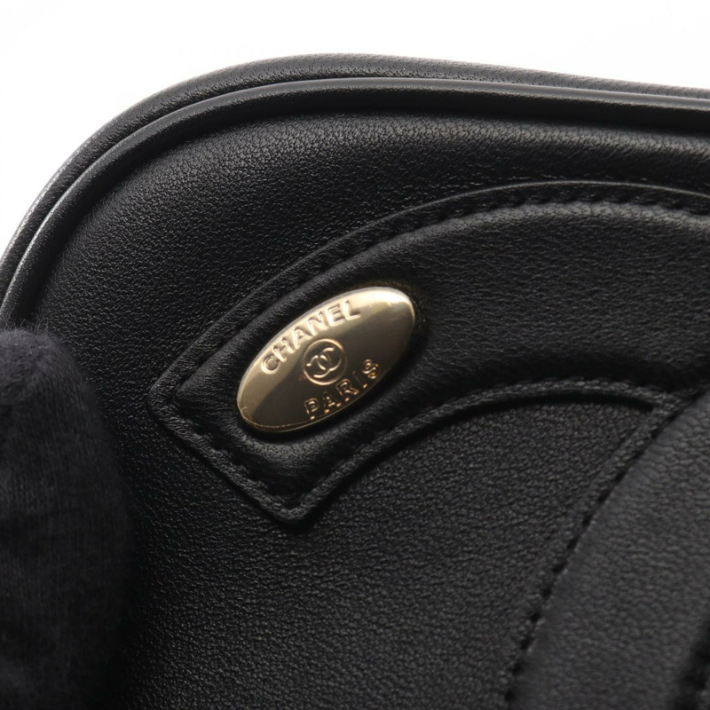 香奈兒 Jumbo COCO 標誌鏈肩背斜背包，羊皮材質，黑色，金色五金，二手-6