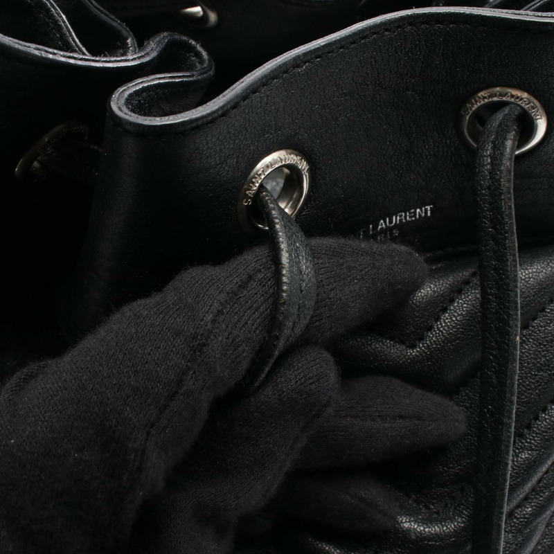 SAINT LAURENT PARIS Emmanuel 鏈條肩背包，黑色皮革，二手女款-5